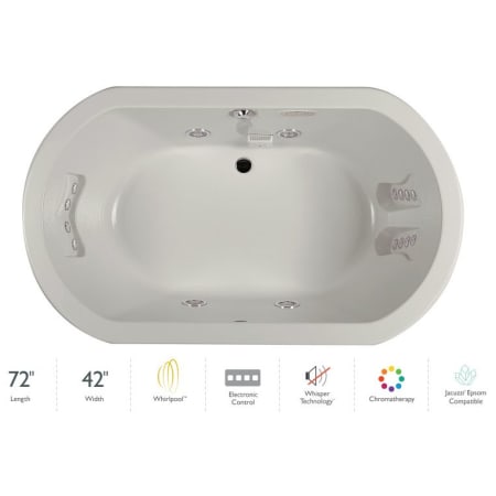 Jacuzzi Anza 72" Whirlpool Bathtub for Drop In Installation with Center Drain and Chromatherapy / Whisper Technology™ - Luxury Controls Oyster
