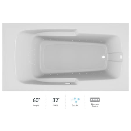 Jacuzzi Cetra 60" x 32" Drop In Pure Air Bath Tub with Right Drain and Left Hand Pump White