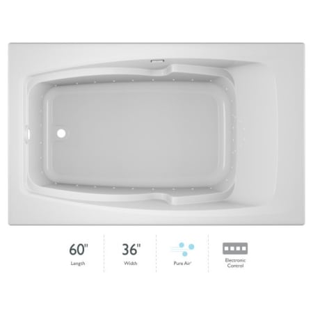 Jacuzzi 60" x 36" Drop In Pure Air® Bath Tub with Left Drain and Right Hand Pump from the Cetra® Series White