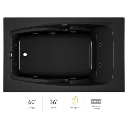 Jacuzzi 60" x 36" Cetra® Drop In Comfort Whirlpool Bathtub with 8 Jets, Basic Controls, Left Drain and Right Pump Black
