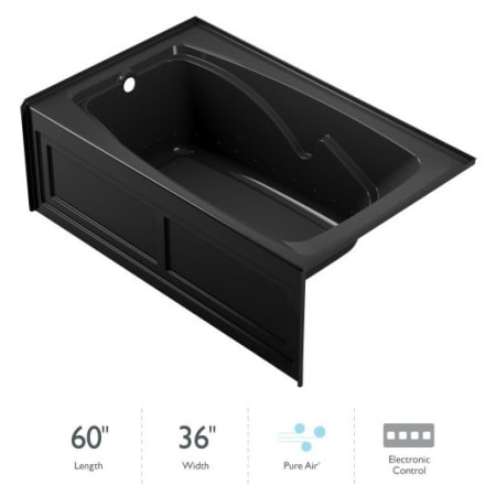 Jacuzzi Cetra 60" Acrylic Air Bathtub for Alcove Installations with Left Drain Location Black
