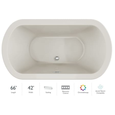 Jacuzzi 66" x 42" Duetta® Drop In Soaking Bathtub with Basic Controls, Chromatherapy and Center Drain Oyster