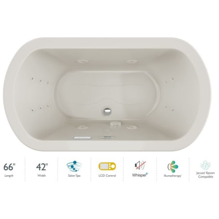 Jacuzzi Duetta 66" Drop-In Spa Combination Bathtub with Center Drain, LCD Controls, and Illumatherapy Oyster / Chrome Trim