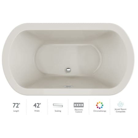 Jacuzzi 72" x 42" Duetta® Drop In Soaking Bathtub with Basic Controls, Chromatherapy, and Center Drain Oyster