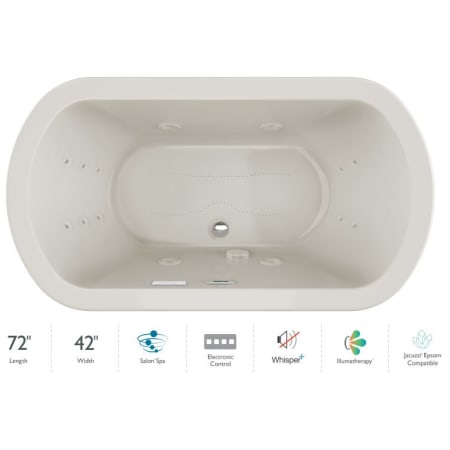 Jacuzzi Duetta 72" Drop-In Spa Combination Bathtub with Center Drain, Whisper+ Technology™, and Illumatherapy Oyster / Chrome Trim