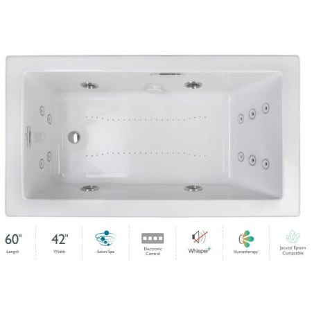 Jacuzzi Elara 60" Drop-In Spa Combination Bathtub with Right Drain, Whisper+ Technology™, and Illumatherapy White / White Trim