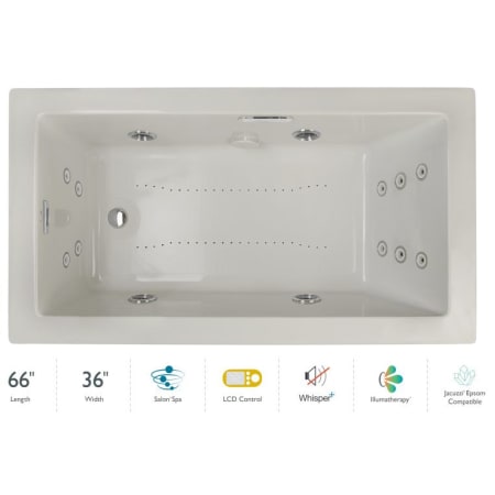 Jacuzzi Elara 66" Drop-In Spa Combination Bathtub with Left Drain, LCD Controls, and Illumatherapy Oyster / Chrome Trim