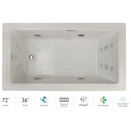 Jacuzzi Elara 72" Drop-In Spa Combination Bathtub with Left Drain, Whisper+ Technology™, and Illumatherapy Oyster / Chrome Trim