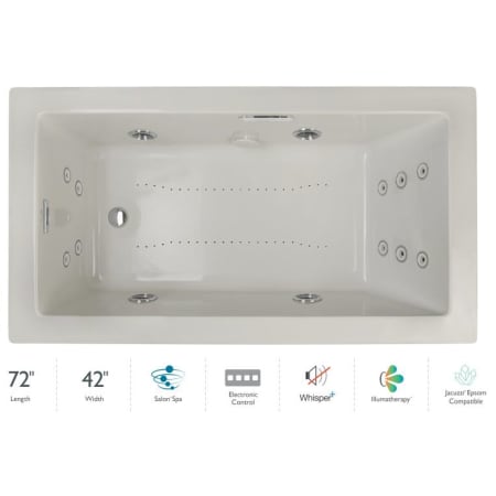 Jacuzzi Elara 72" Drop-In Spa Combination Bathtub with Left Drain, Whisper+ Technology™, and Illumatherapy Oyster / Chrome Trim
