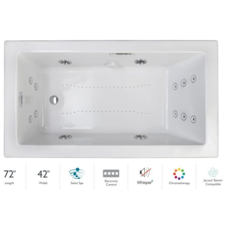 Jacuzzi Elara 72" Drop-In Spa Combination Bathtub with Right Drain, Whisper+ Technology™, and Chromatherapy White / White Trim