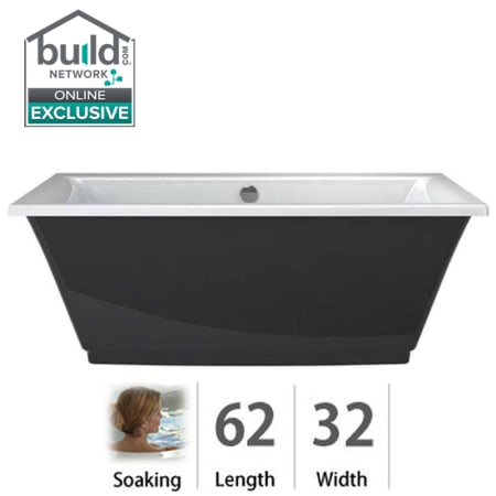 Jacuzzi Fiore 62" Soaking Freestanding Bathtub with Center Drain Black / White