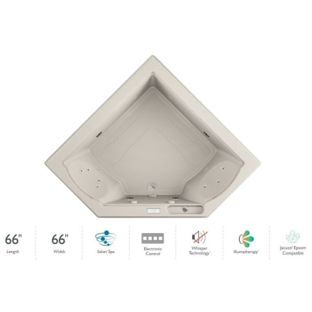 Jacuzzi 66" x 66" Fuzion Drop In Corner Luxury Salon Spa Bathtub with 15 Jets, Luxury Controls, Illumatherapy, Heater - Integrated Drain Assembly Included Oyster