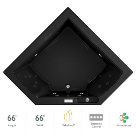 Jacuzzi 66" x 66" Fuzion Drop In Corner Luxury Whirlpool Bathtub with 15 Jets, Luxury Controls, Illumatherapy, Heater - Integrated Drain Assembly Included Black