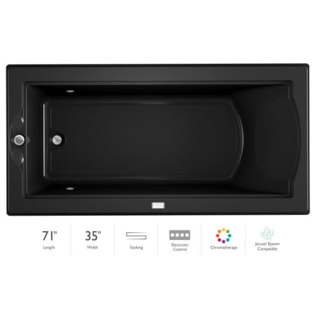 Jacuzzi 72" x 36" Fuzion Drop In Soaking Bathtub with Basic Controls, Chromatherapy and Universal Drain - Integrated Drain Assembly Included Black