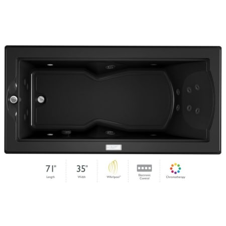 Jacuzzi 72" x 36" Fuzion Drop In Luxury Whirlpool Bathtub with 14 Jets, Luxury Controls, Chromatherapy, Heater, Left Drain and Right Pump - Integrated Drain Assembly Included Black
