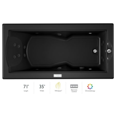 Jacuzzi 72" x 36" Fuzion Drop In Luxury Whirlpool Bathtub with 14 Jets, Luxury Controls, Chromatherapy, Heater, Right Drain and Left Pump - Integrated Drain Assembly Included Black