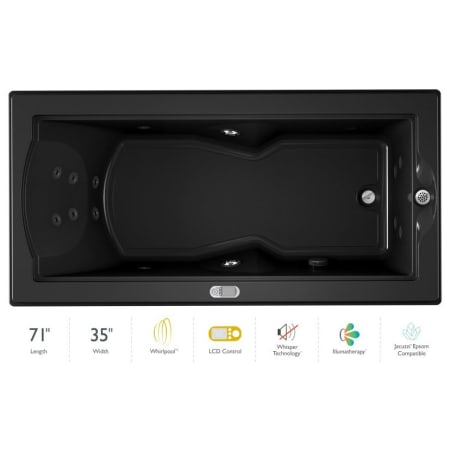 Jacuzzi 72" x 36" Fuzion Drop In Luxury Whirlpool Bathtub with 14 Jets, LCD Controls, Illumatherapy, Heater, Right Drain and Left Pump - Integrated Drain Assembly Included Black