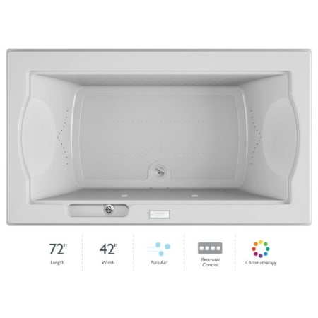 Jacuzzi 72" x 42" Fuzion Drop In Luxury Pure Air®; Bathtub with Luxury Controls, Chromatherapy, Center Drain and Right Blower - Integrated Drain Assembly Included White