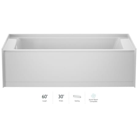 Jacuzzi Signature 60" Three Wall Alcove Acrylic Soaking Tub with Left Drain and Overflow White