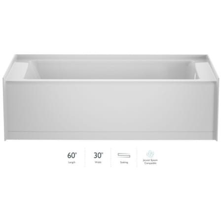 Jacuzzi Signature 60" Three Wall Alcove Acrylic Soaking Tub with Right Drain and Overflow White