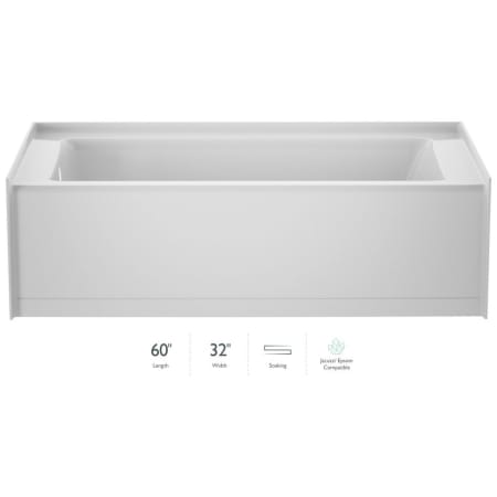 Jacuzzi Signature 60" Three Wall Alcove Acrylic Soaking Tub with Left Drain and Overflow White