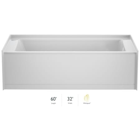 Jacuzzi Signature 60" Three Wall Alcove Acrylic Whirlpool Tub with Right Drain and Overflow White