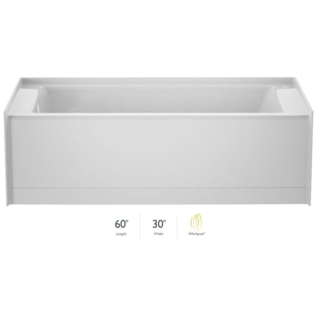Jacuzzi Signature 60" Three Wall Alcove Acrylic Whirlpool Tub with Left Drain and Overflow White