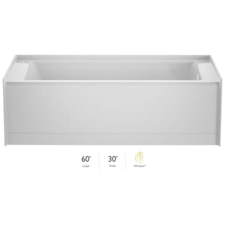 Jacuzzi Signature 60" Three Wall Alcove Acrylic Whirlpool Tub with Right Drain and Overflow White