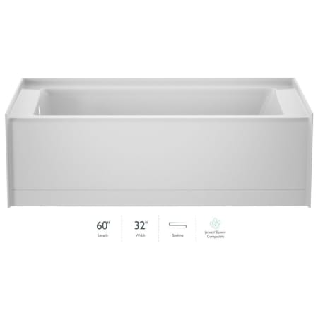 Jacuzzi Signature 60" Three Wall Alcove Acrylic Soaking Tub with Left Drain and Overflow White