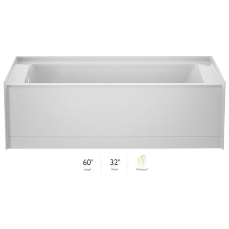 Jacuzzi Signature 60" Three Wall Alcove Acrylic Whirlpool Tub with Left Drain and Overflow White