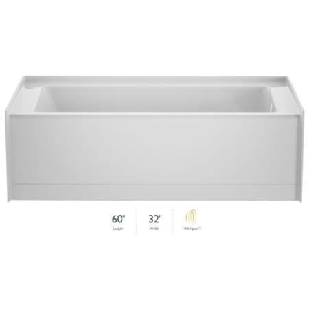 Jacuzzi Signature 60" Three Wall Alcove Acrylic Whirlpool Tub with Right Drain and Overflow White