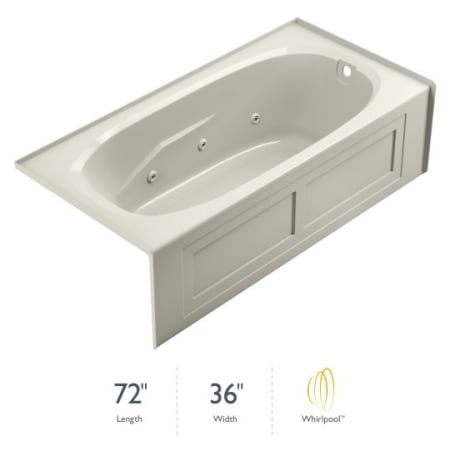 Jacuzzi Signature 72" Acrylic Whirlpool Bathtub for Alcove Installation with Right Drain Oyster