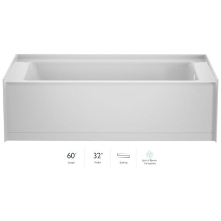 Jacuzzi Signature 60" Three Wall Alcove Acrylic Soaking Tub with Right Drain and Overflow White
