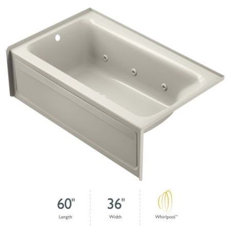 Jacuzzi Signature 60" Three Wall Alcove Acrylic Whirlpool Tub with Left Drain and Overflow Oyster