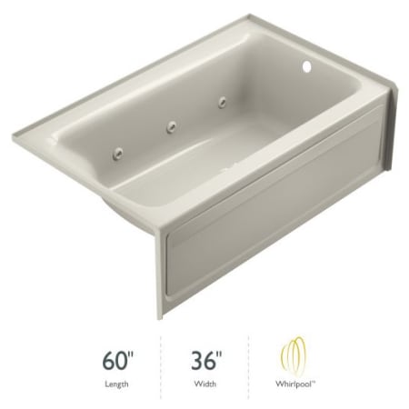Jacuzzi Signature 60" Acrylic Whirlpool Bathtub for Alcove Installations with Right Drain Oyster