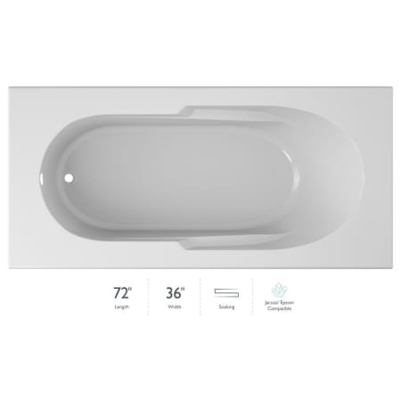 Jacuzzi Signature 72" Soaking Drop In Bathtub with Reversible Drain and Slip Resistant Base White