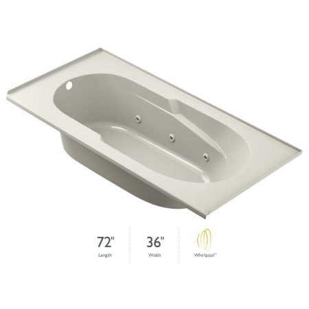 Jacuzzi Signature 72" Drop In Whirlpool Bathtub with 6 Jets, Air Controls, Tiling Flange, RapidHeat Water Heater, and Left Drain and Right Pump Oyster
