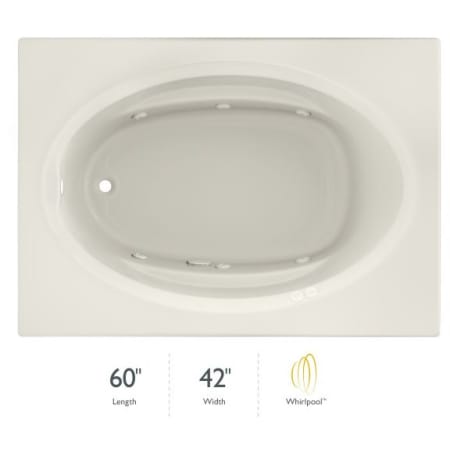 Jacuzzi 60" x 42" Signature Drop In Whirlpool Bathtub with 6 Jets, Air Controls, RapidHeat Water Heater, Left Drain and Right Front Pump Oyster
