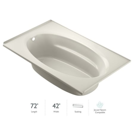 Jacuzzi Signature 72" Soaking Drop-In Bathtub with Left Drain Oyster