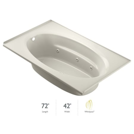 Jacuzzi 72" x 42" Signature Drop In Whirlpool Bathtub with 6 Jets, Air Controls, Tiling Flange, RapidHeat Water Heater, and Left Drain and Left Back Pump Oyster