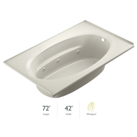 Jacuzzi 72" x 42" Signature Drop In Whirlpool Bathtub with 6 Jets, Air Controls, Tiling Flange, and Right Drain and Left Pump Oyster