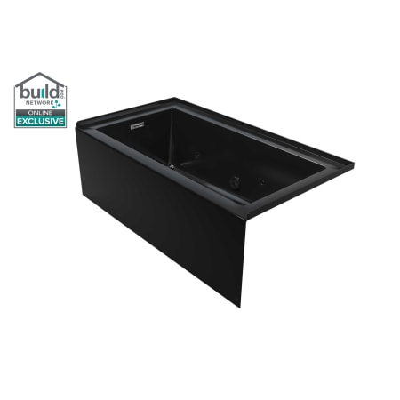 Jacuzzi Linea 60" x 30" Acrylic Whirlpool Bathtub for Three Wall Alcove Installation with Left Drain and Chromatherapy Lighting Black