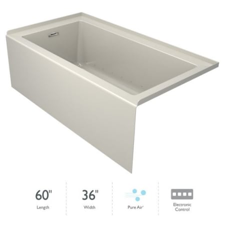 Jacuzzi Linea 60" x 36" Three Wall Alcove Acrylic Skirted Air Tub with Left Drain and Pure Air Technology - Less Drain Assembly and Overflow Oyster