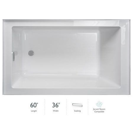Jacuzzi Linea 60" x 36" Acrylic Soaking Bathtub for Three Wall Alcove Installation with Left Drain White