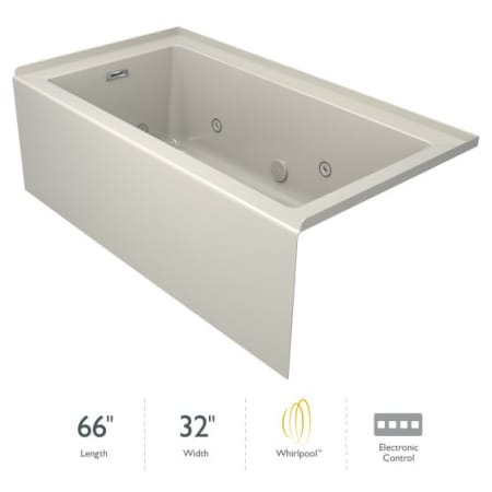 Jacuzzi Linea 66" Three Wall Alcove Acrylic Whirlpool Tub with Left Drain Location and Overflow Oyster / Chrome Trim