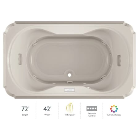 Jacuzzi Marineo 72" Whirlpool Bathtub for Drop In Installation with Center Drain and Chromatherapy / RapidHeat Technologies - Luxury Controls Oyster