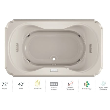 Jacuzzi Marineo 72" Whirlpool Bathtub for Drop In Installation with Center Drain and Illumatherapy / Whisper Technology™ - Luxury Controls Oyster
