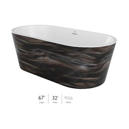 Jacuzzi Celeste 67" Free Standing Acrylic Soaking Tub with Center Drain, Drain Assembly, and Overflow Midnight