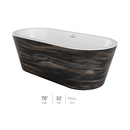 Jacuzzi Celeste 70" Free Standing Acrylic Soaking Tub with Center Drain, Drain Assembly, and Overflow Midnight