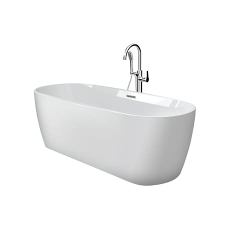 Jacuzzi Primo 67" Free Standing Acrylic Soaking Tub with Center Drain, Drain Assembly, and Overflow - Includes Floor Mounted Tub Filler with Hand Shower White / Chrome Drain / Chrome Faucet